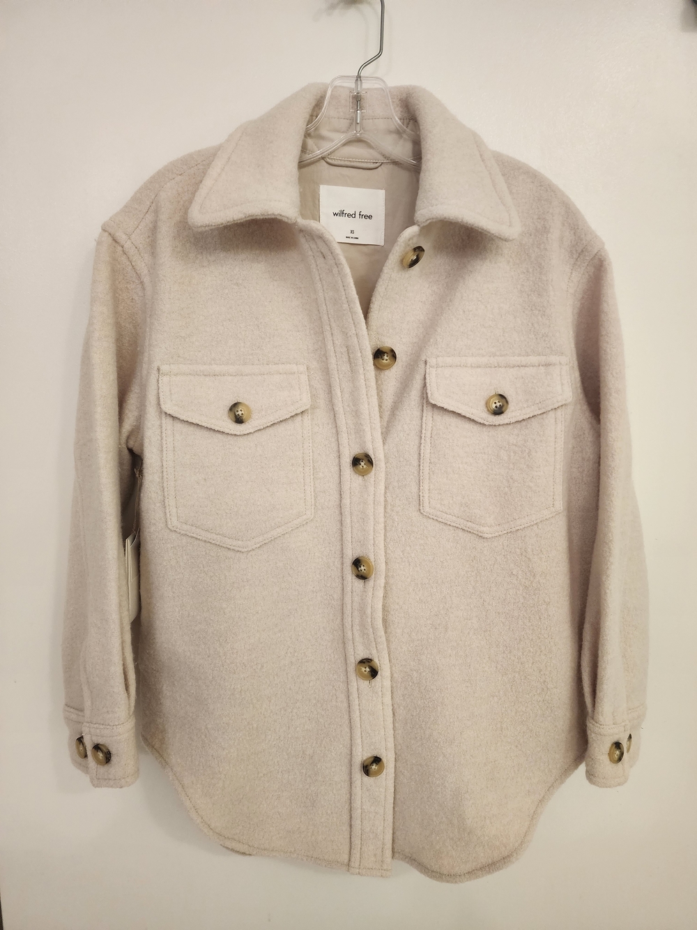 Wilfred Cream Button-Up Utility Shirt Jacket